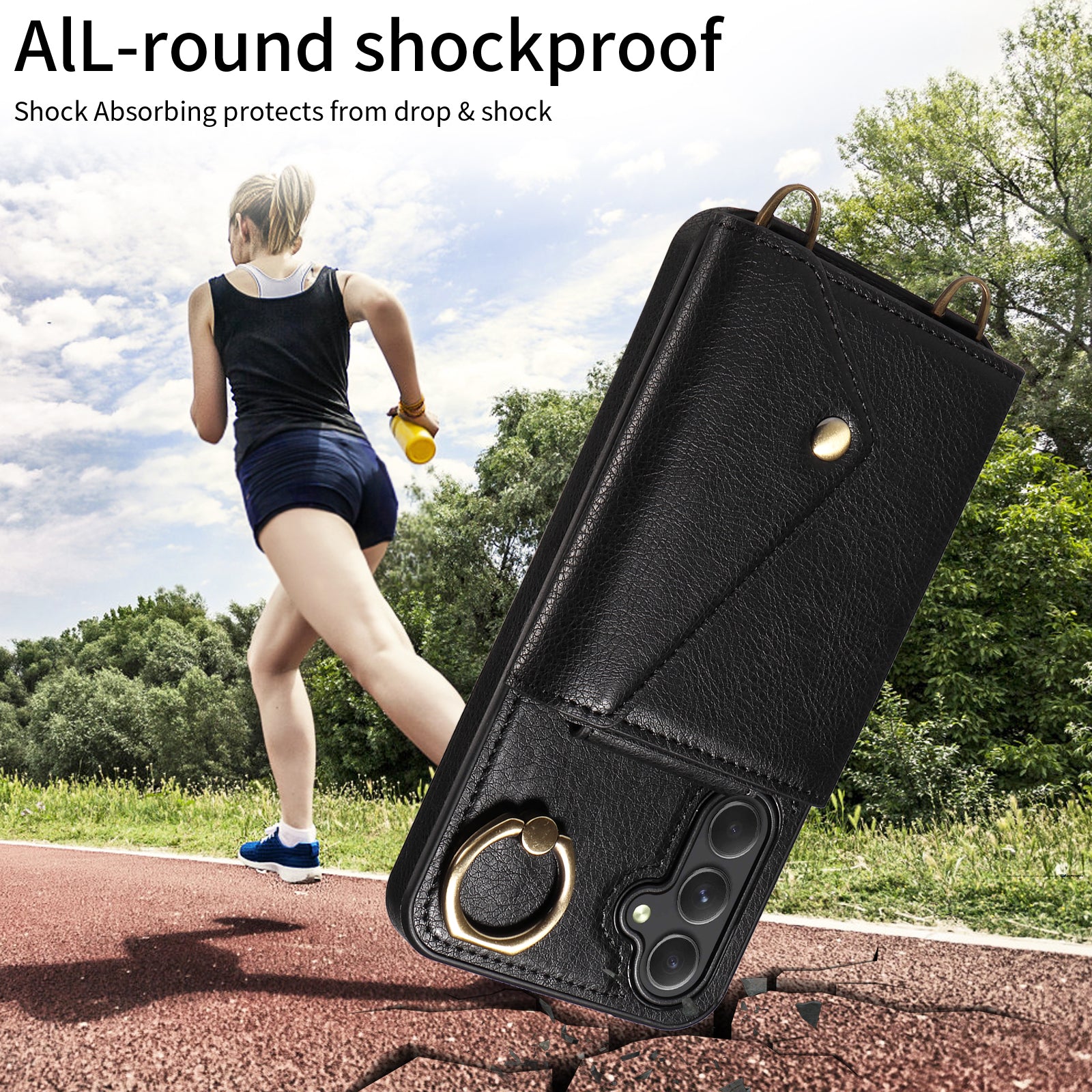 002 Anti-drop Shell for Samsung Galaxy A54 5G Ring Kickstand Card Bag Litchi Texture Leather TPU Phone Case with Shoulder Strap 002 Anti-drop Shell for Samsung Galaxy A54 5G Ring Kickstand Card Bag Litchi Texture Leather TPU Phone Case with Shoulder Strap